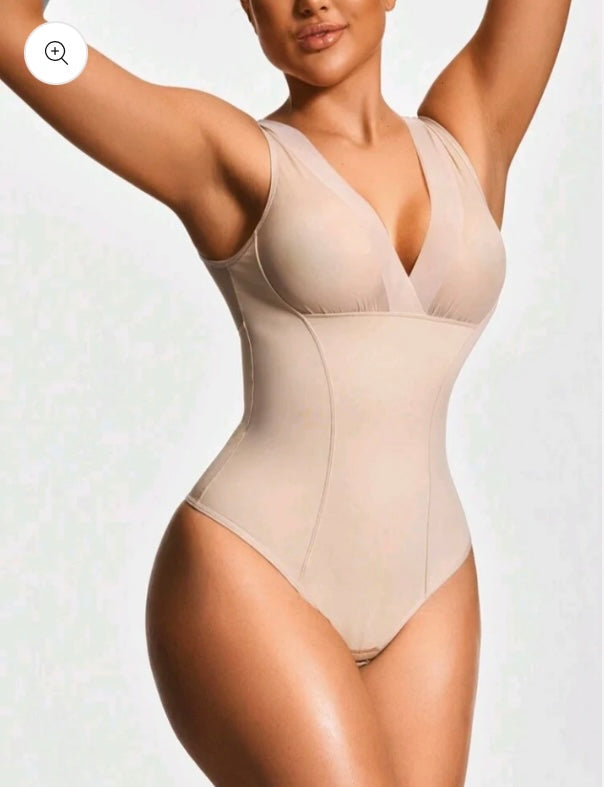 Deep-V Shapewear Thong Bodysuit